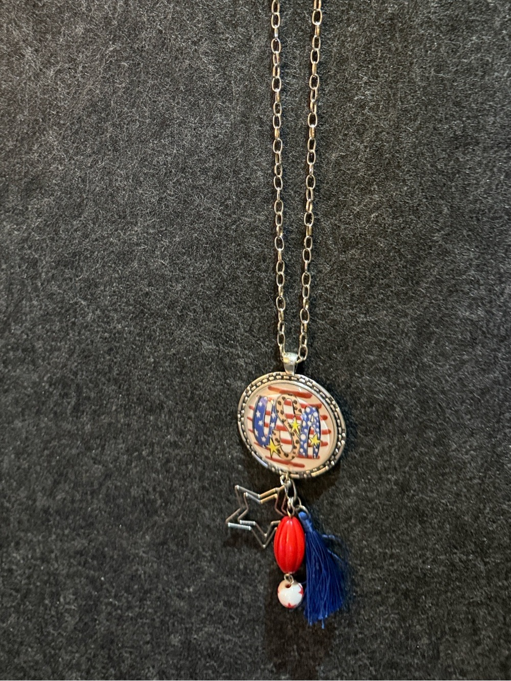 Plunder Patriotic Blue Tassel Charm Necklace - Women's Jewelry